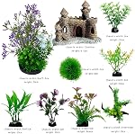 Aquarium Decorations Plants, 9Pcs Artificial Fish Tank Plants and Rock Decor Set, Fish Tank Accessories Fish Tank Decor, Aquarium Decor Fish Tank Plastic Plants (8cm-20cm)