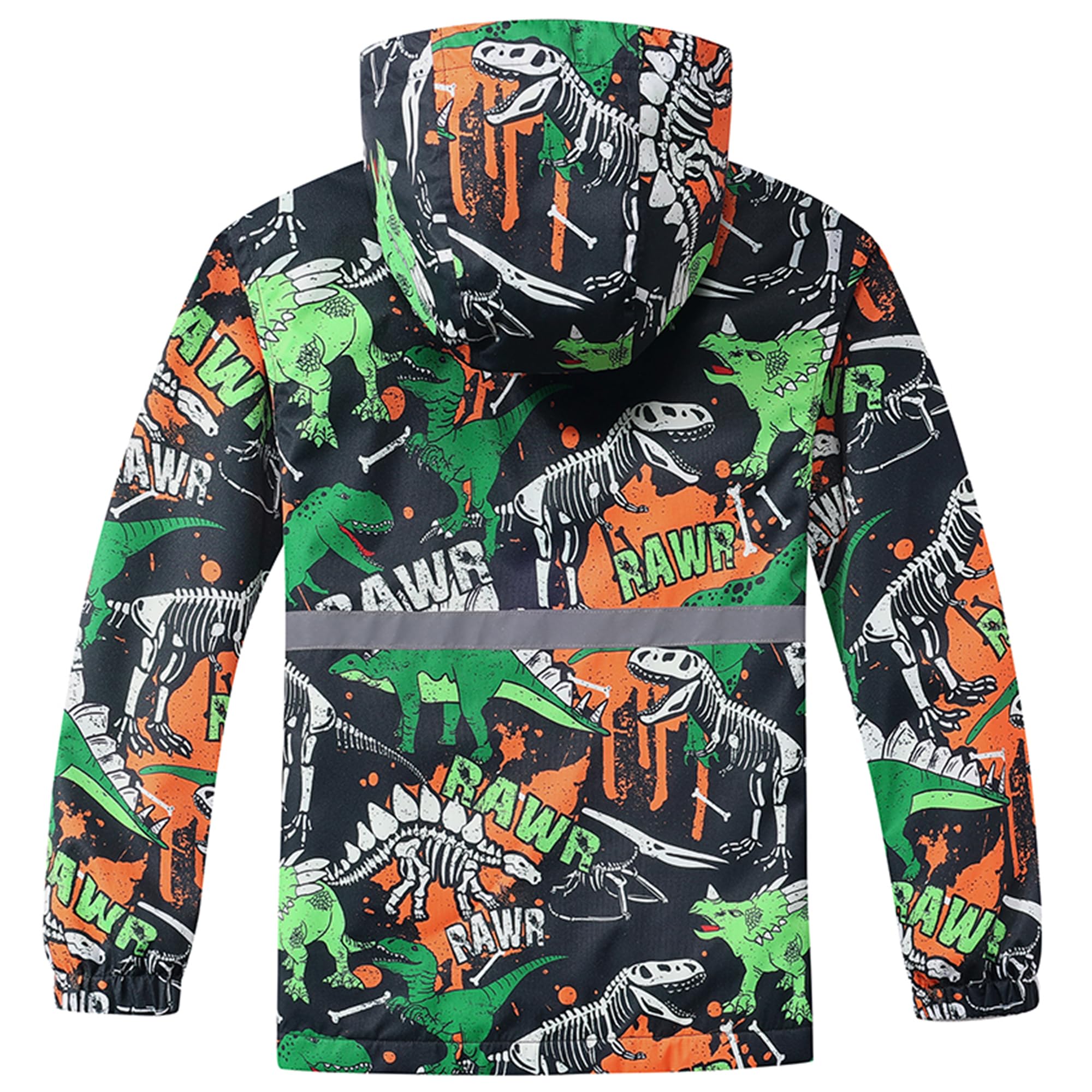 Fewlby Giacca Impermeabile Bambino, Poncho Impermeabile Ragazzi Giacca a Vento con Cappuccio Cappotti da Pioggia Dinosauri Giacche Antipioggia Foderato in Pile Capispalla, 3-4 Anni