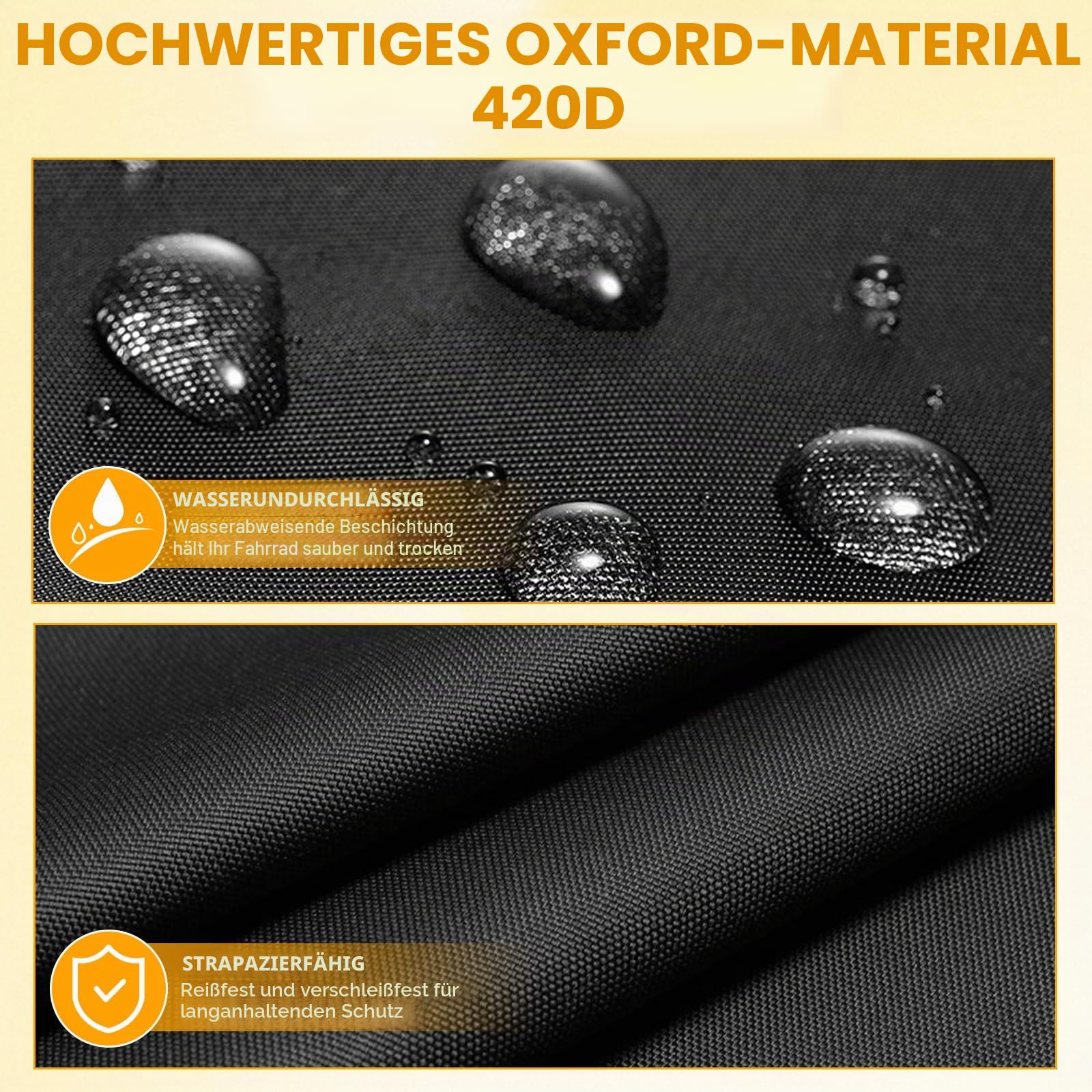 Fahrradabdeckung Wasserdicht Fahrradgarage 420D Oxford-Stoff Fahrradplane | Outdoor-Schutz vor Sonne, Regen und Schnee für 5-8 City-, Mountain-, Elektro- und Tandemfahrräder
