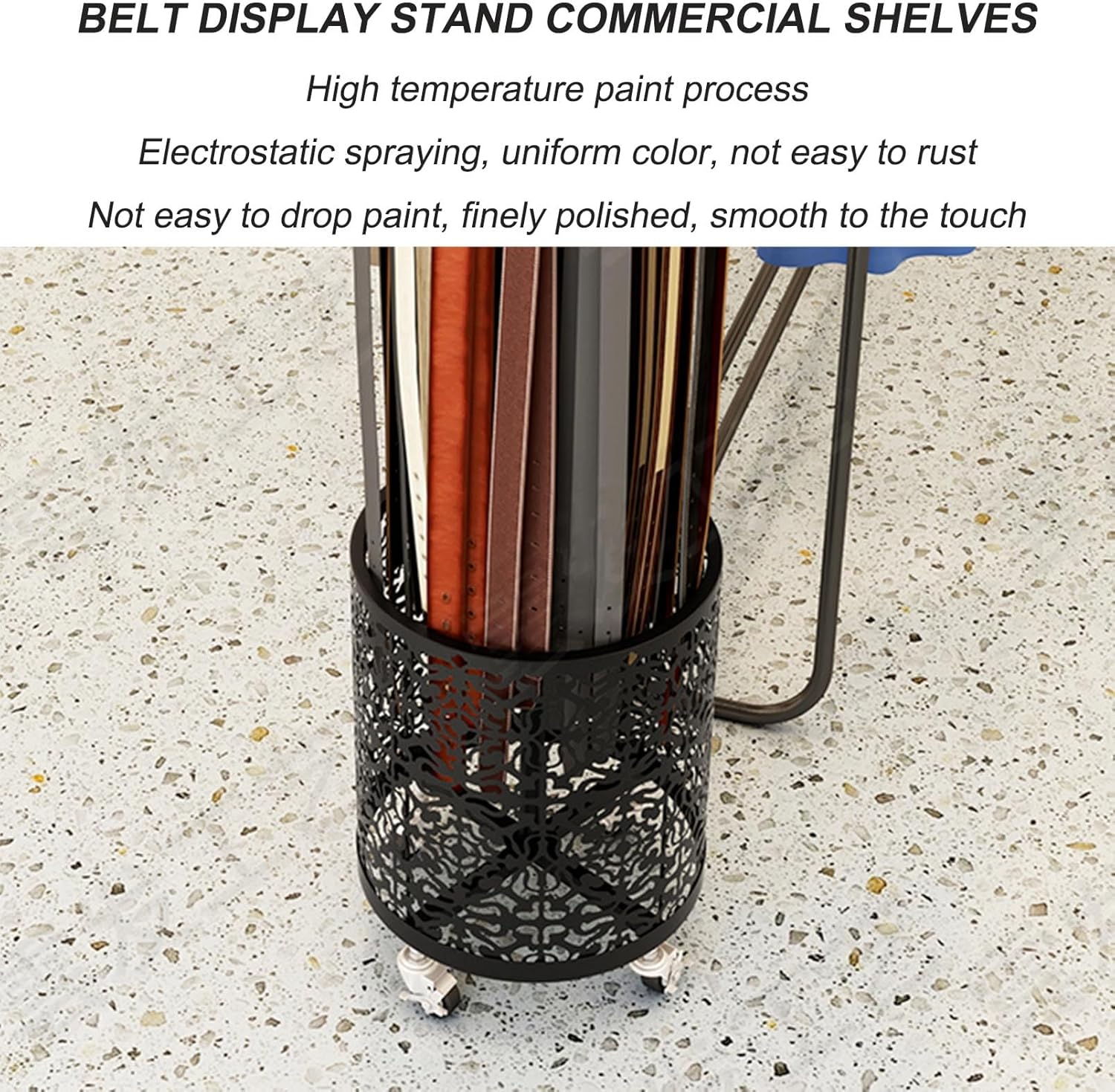 Belt Organizer Rack Spinner Display Stand,Commercial Belt Storage Holder,Belt Hanger for Closet,Floor Standing Pivoting Scarf Jewelry Necklace Holder,for Clothing Store M,White