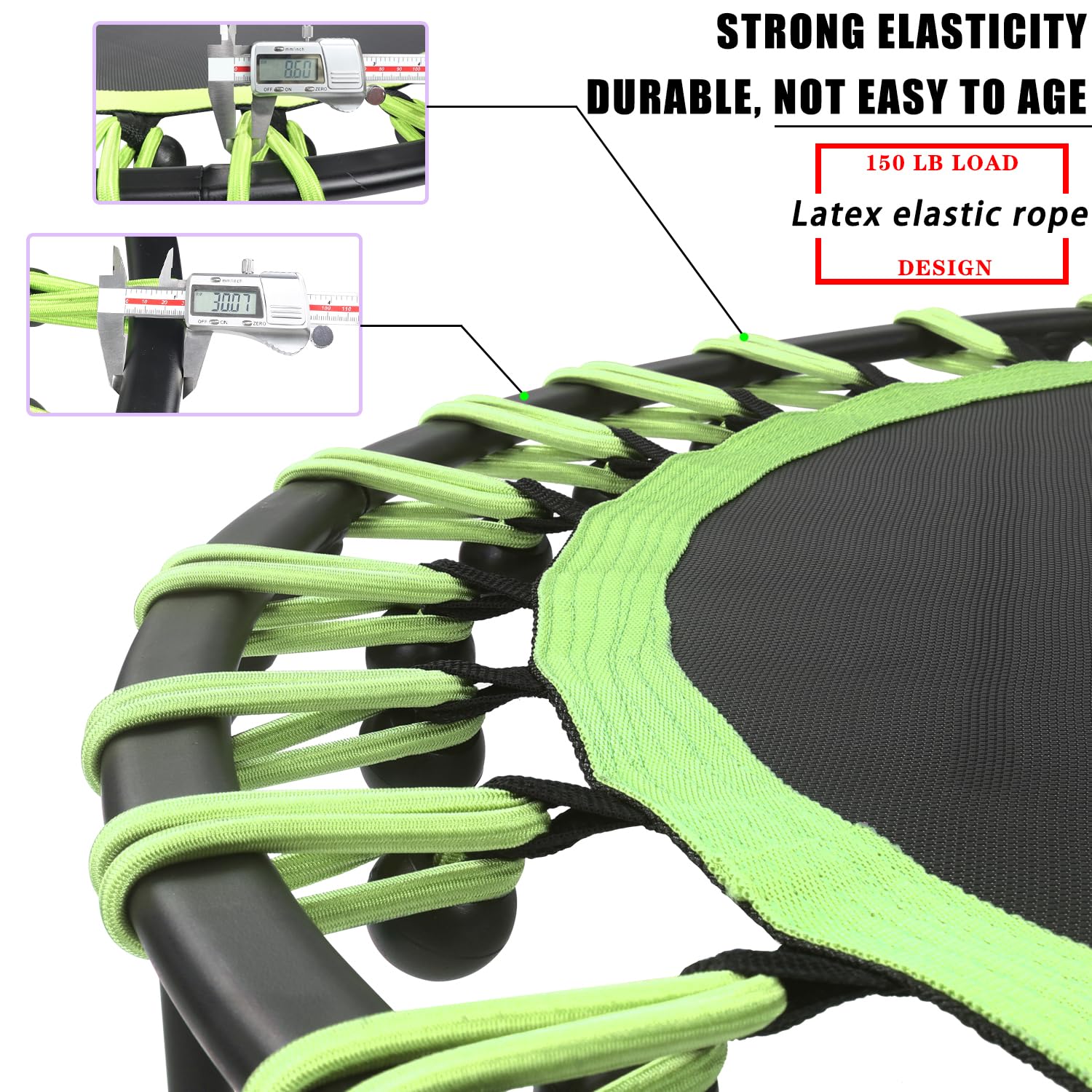 Trampolino Fitness Ø Circa 101 cm, Piccolo e Silenzioso Rebounder per il Fitness Indoor, Sistema di Design con Corda Elastica, peso dell'utente fino a 150 kg.