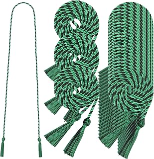 24 pcs Graduation Honor Cords 68" Grad Braided Honor Cord with Tassel Honor Rope Grad Cords Bulk for Graduation Students Bachelor Master Doctoral Gown Grad Decor (Kelly and Black)