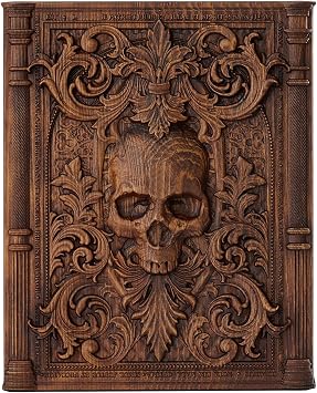 bgcarpenter Handmade Wooden Skull Wall Decor for Halloween Christmas | 12 Inch, Beechwood, with Hook, Resurrection and Newlife