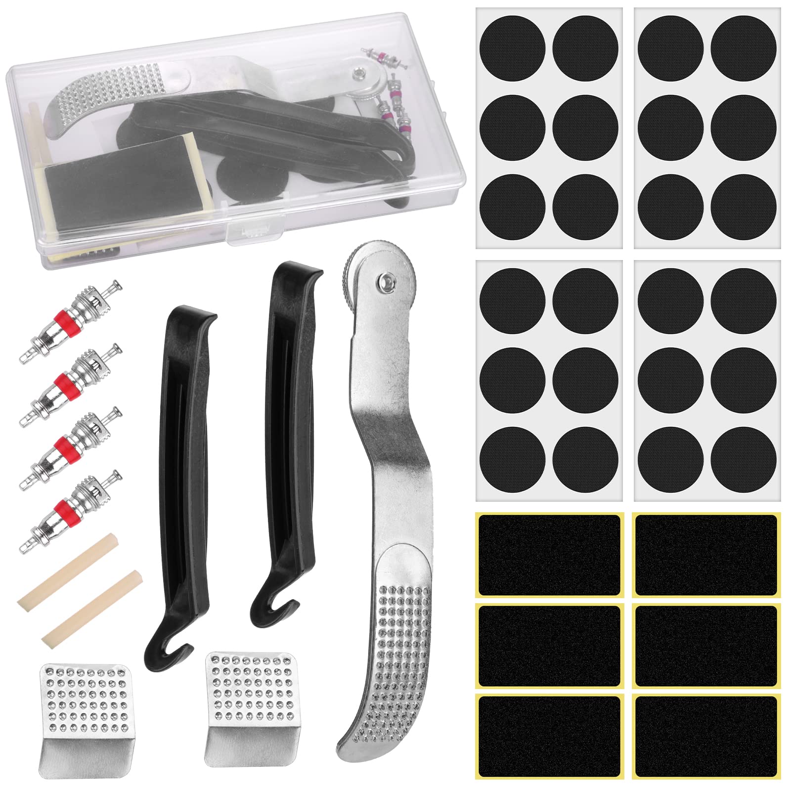 yeestone Bike Puncture Repair Kit, 35 PCS/42PCS Bike Tyre Repair Kit, Self-Adhesive Puncture Repair Patches, Bicycle Tyre Levers, Cycle Puncture Repair Kit for Inner Tube Repair(with Storage Box)