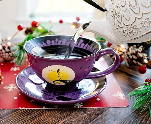Miniatura 7 de Disney The Nightmare Before Christmas Spiral Hill - Taza de té y platillo de cerámica  Juego de fiesta de té para café expreso moca