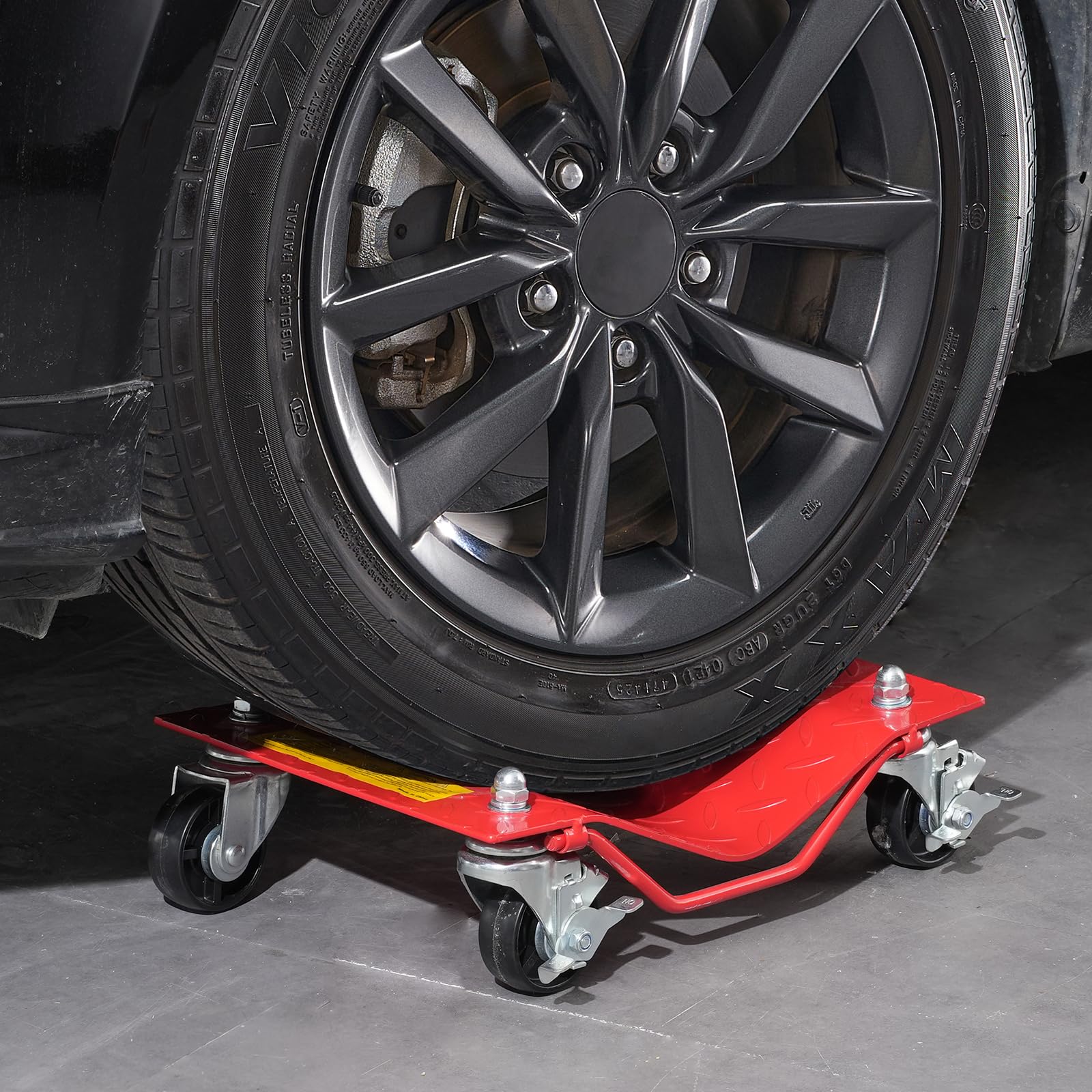 VEVOR Chariot de Manutention de Voiture 4PCs Capacité Totale 3,6 T, Chariot Déplace Voiture en Acier, avec Roues, Aide à la Manœuvre Positionnement pour Véhicule Camion Remorque Moto Bateau, Rouge