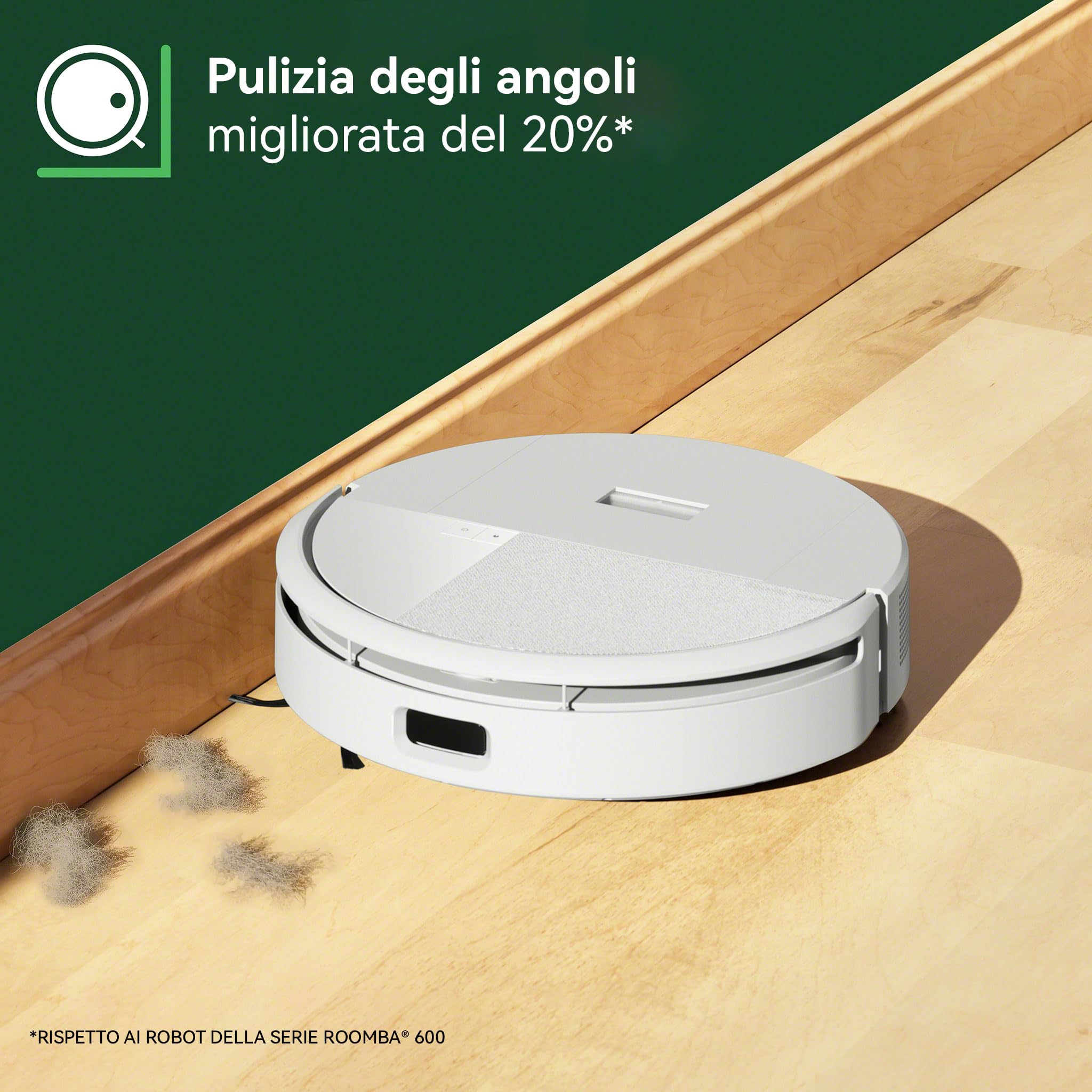 iRobot Roomba 205 DustCompactor Combo, Robot Aspirapolvere Lavapavimenti, Senza Sacchetto, Raccoglie e Compatta la Polvere, Navigazione LiDAR, Rileva Tappeti/Moquette, Controllo tramite App, Bianco