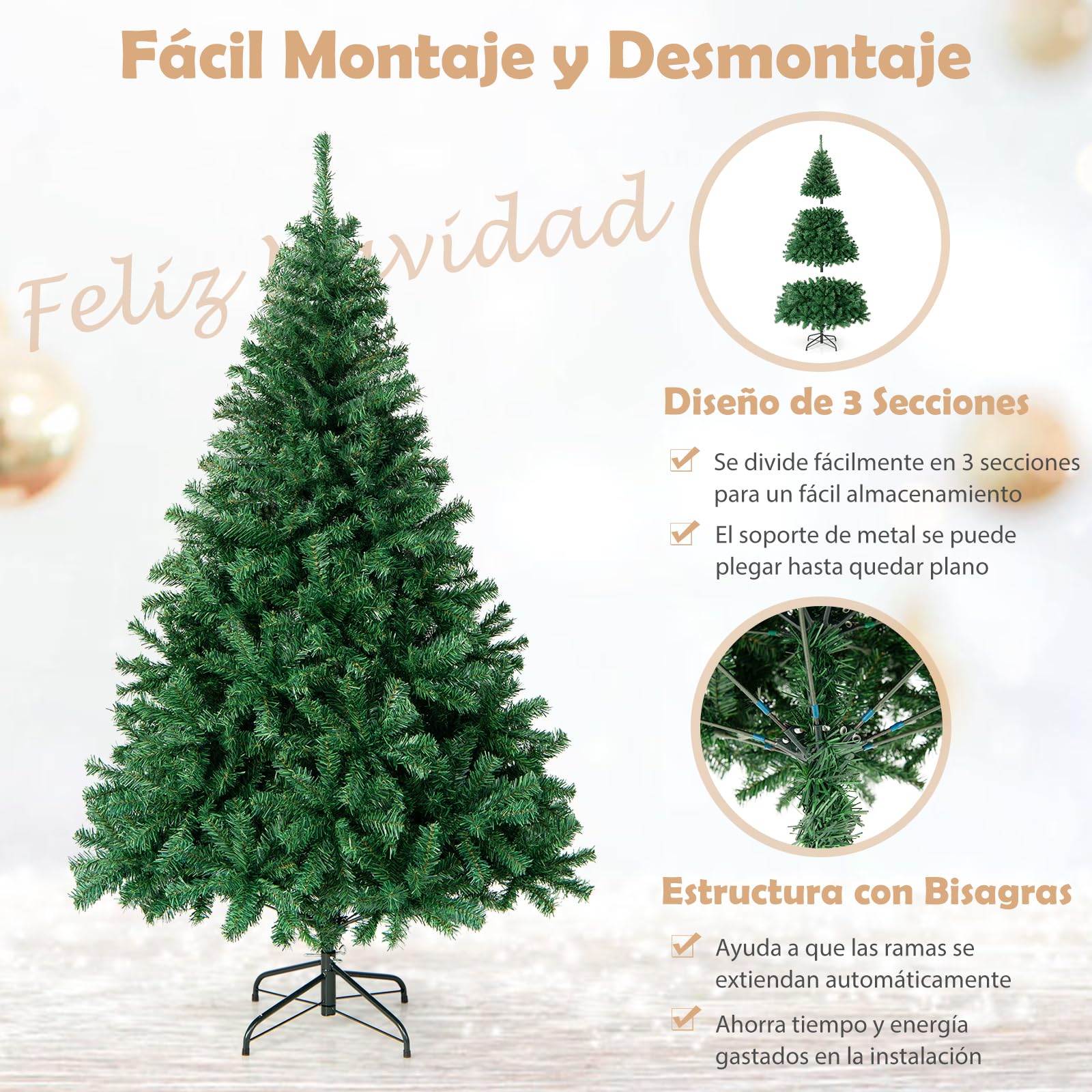 Árbol De Navidad Artificial Mini Preiluminado De 2 Pies