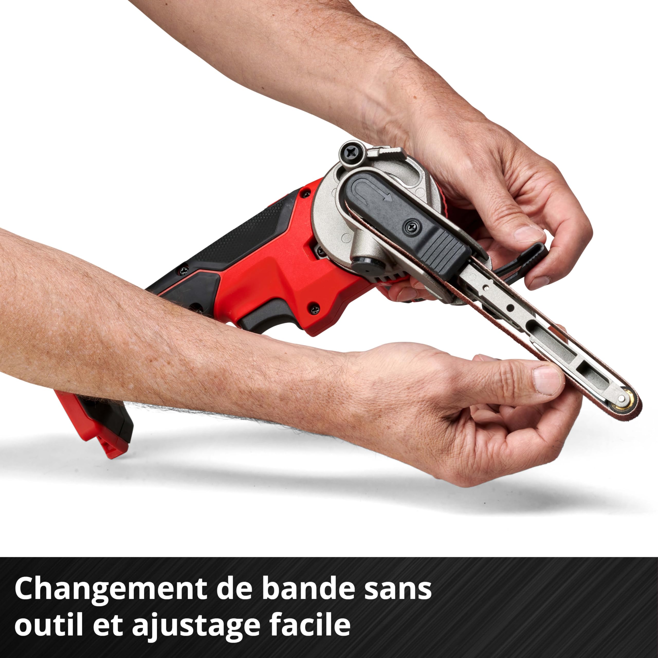 Einhell Lime à bande sans fil TE-BF 18 Li Solo Power X-Change (18V, bras de ponçage pivote jusqu’à 90°) Livré sans Batterie ni Chargeur