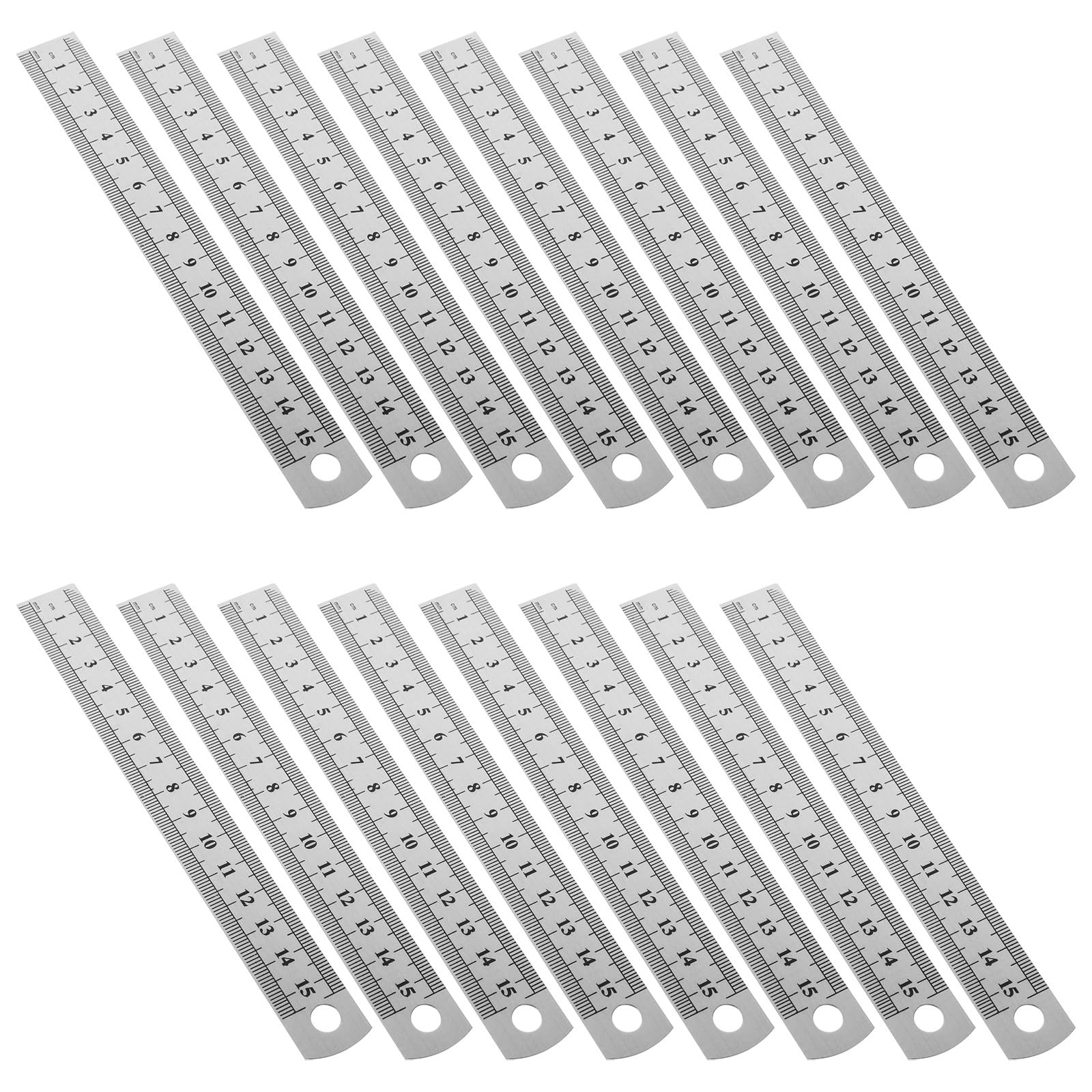 FOMIYES Règle Métallique 15 CM en Acier Inoxydable Lot de 30 Pièces Double Échelle Précise pour Guitare Travail du Bois et Dessin Technique Outil de Mesure Compact pour Étudiants et