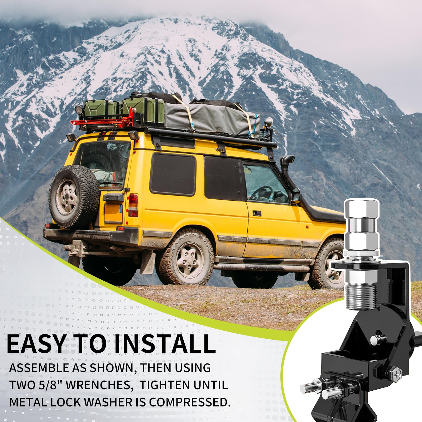 Blulu Heavy Duty Cb Antenna So-239 Stud Mount Radio Antenna Standard 3/8 x 24 Filettato Cb Radio Accessori per 1/2" Foro di Montaggio