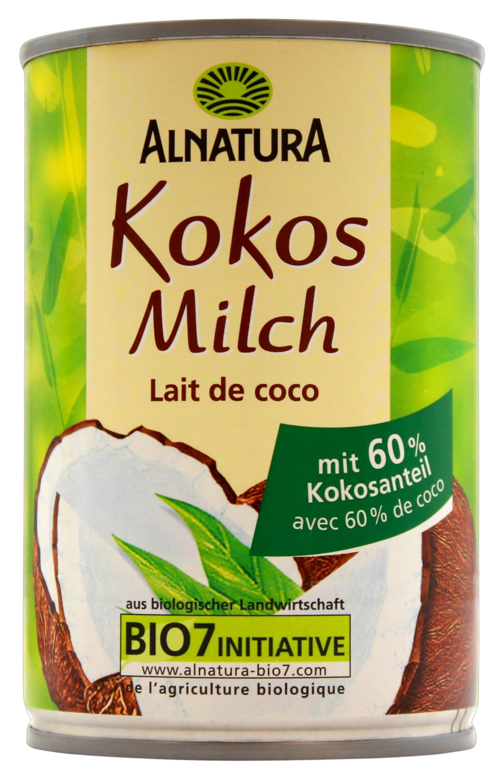 Alnatura Bio Kokosmilch vegan, 12er Pack (12 x 400ml)