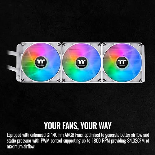 Miniatura 3 de Thermaltake TH420 ARGB Sync - Enfriador líquido todo en uno Edición de nieve, AMD (AM5AM4) Intel(LGA 17001200), radiador de alta eficiencia de