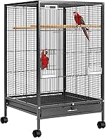 VIVOHOME 30 Inch Wrought Iron Bird Cage with Rolling Stand for Conures Lovebirds Cockatiels Finches Black
