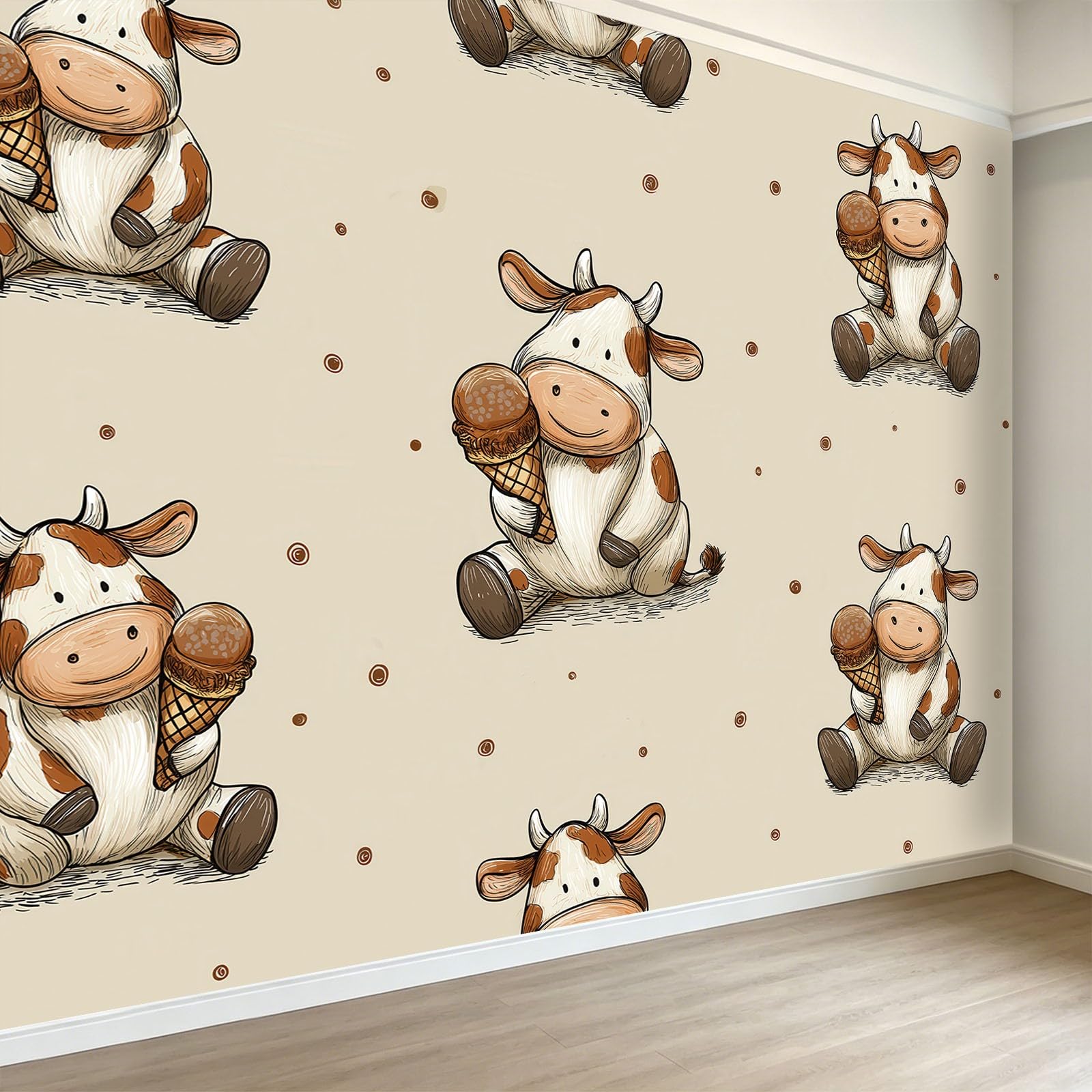 Photo fresque murale moderne beige 250x175 cm et papier peint salon dessin animé
