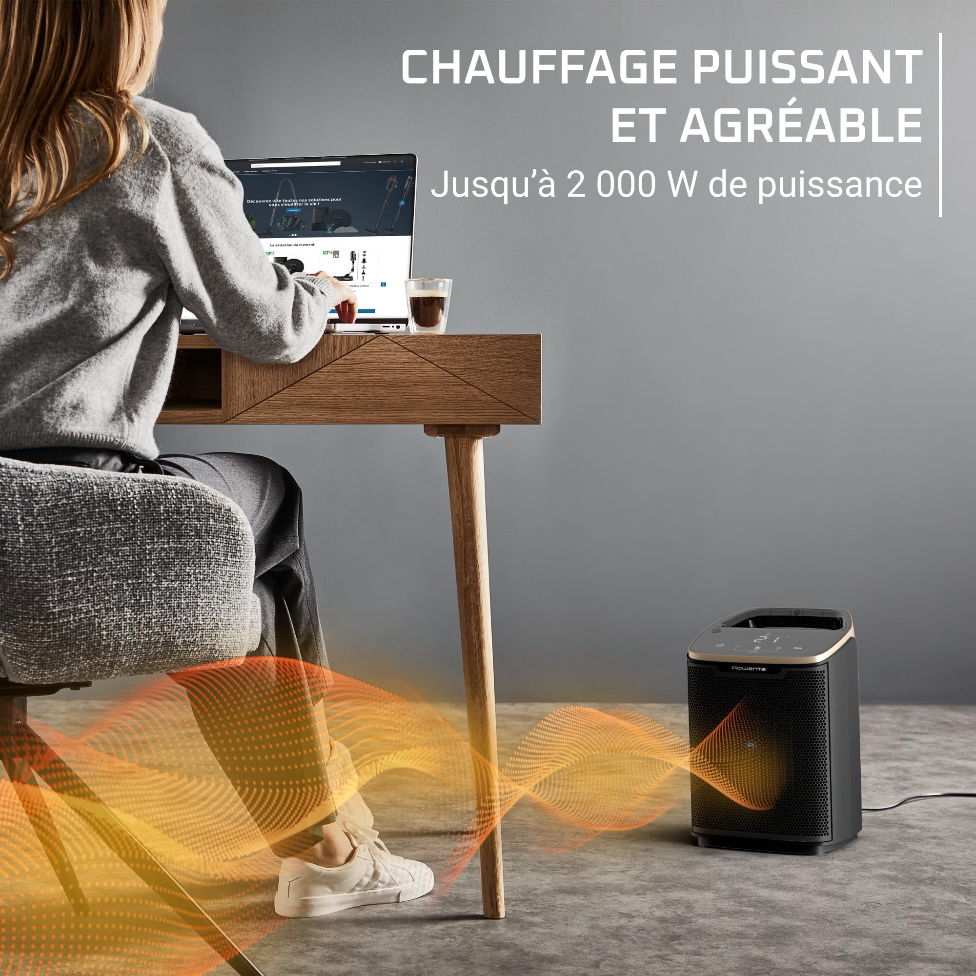 Rowenta Intense Comfort+, Radiateur d'appoint, Chauffage céramique puissant, Écoénergétique, Très silencieux, SO9361F0