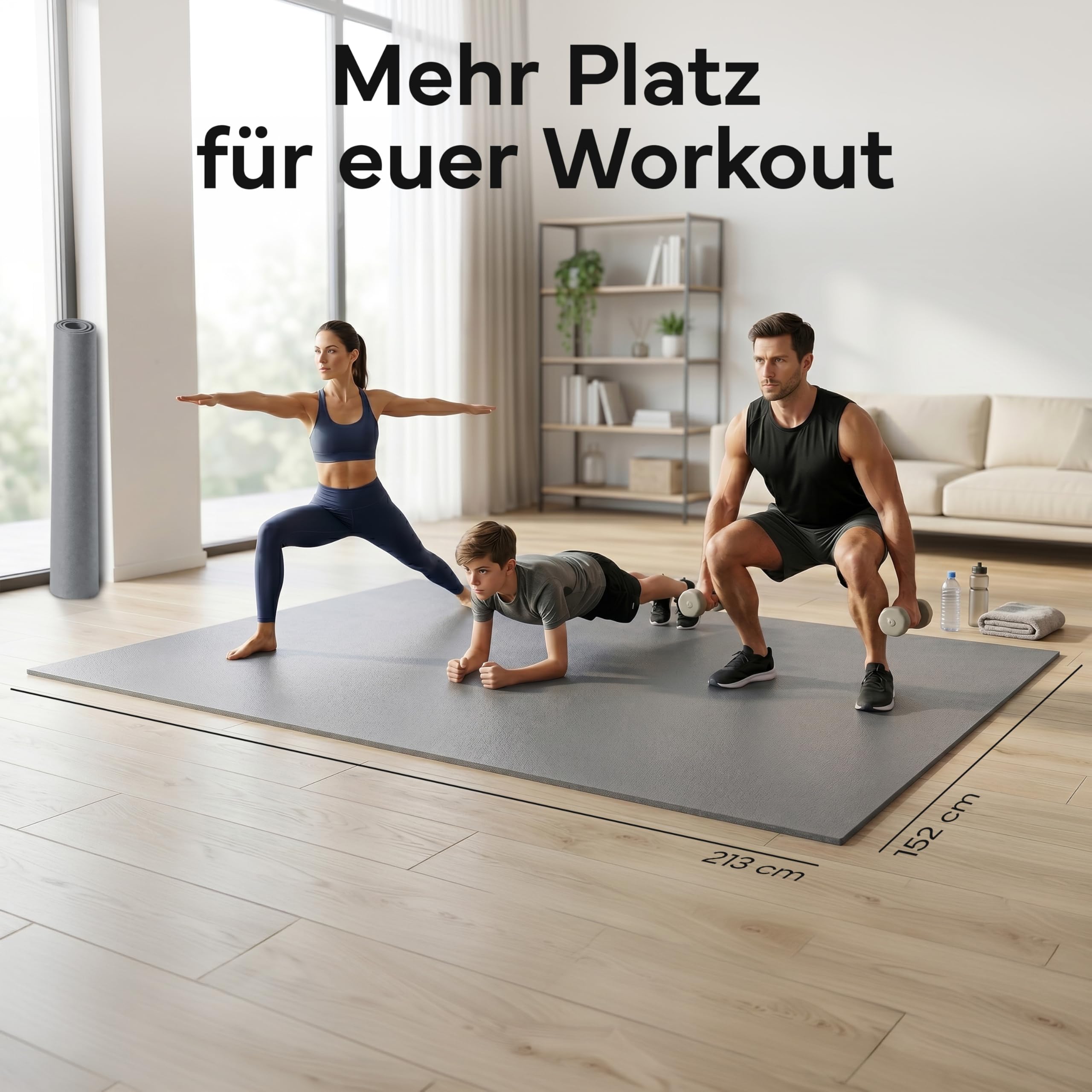 NEOLYMP Yogamatte XXL 213x152 cm – Bodenschutzmatte Fitnessgerät 8mm – Sportmatte Fitnessmatte rutschfest – Trainingsmatte dick als Gymnastikmatte & Bodenmatte Fitness für Homegym