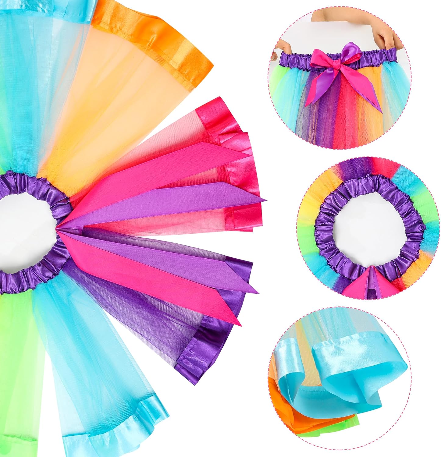 Girls Rainbow Tutu Skirt, Colorful Layered Tulle Tutu Skirts Princess Ballet Skirt Dress Up