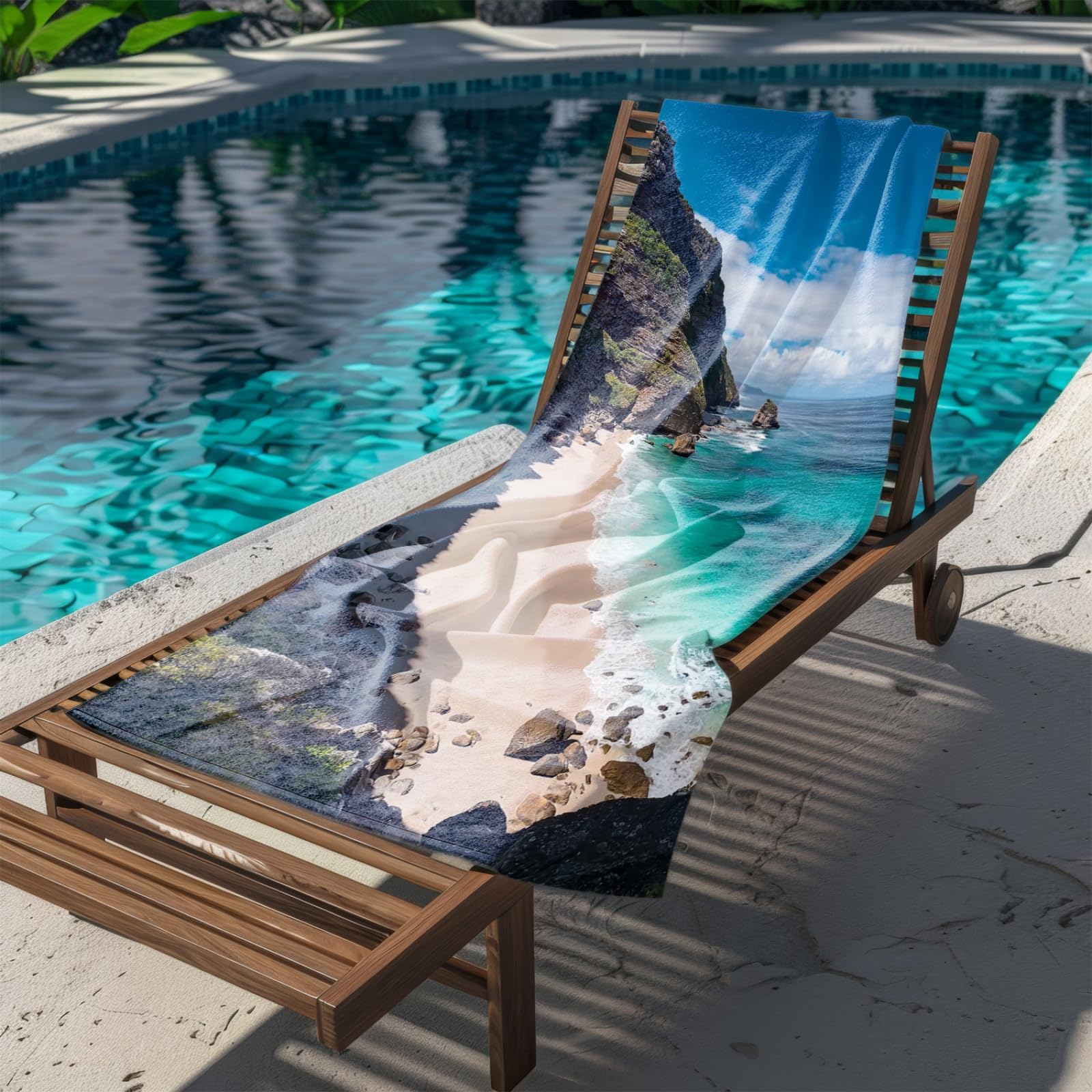 Tapis de Plage XXL Anti Sable Pierre Océan Marron Serviette Piscine Adulte,Natte De Plage Pliable, Voyage Accessoires De Plage Camping,Serviette de Bain Personnalisée