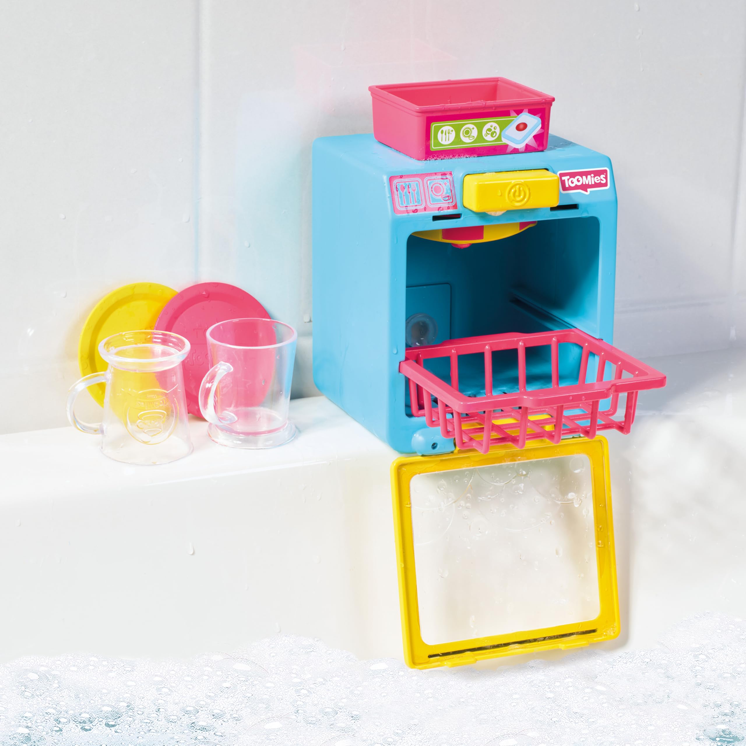 Tomy Toomies Mon - Lavastoviglie Rigol'Eau – Giocattolo interattivo da bagno per bambini, lavastoviglie con accessori, apprendimento, abilità motorie e immaginazione, a partire dai 18 mesi - 4
