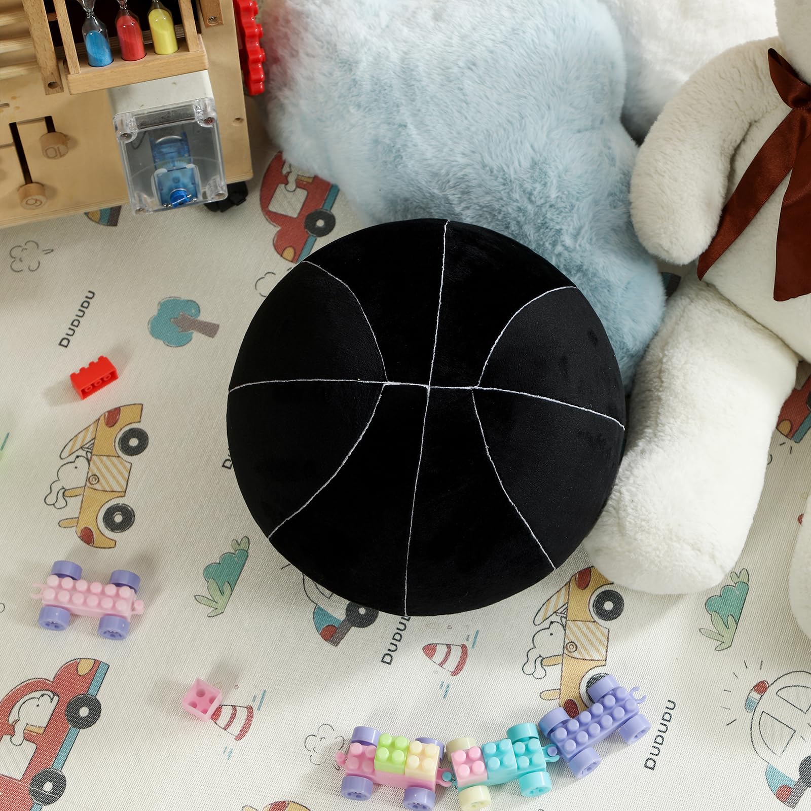 Amazon.co.jp: YRXRUS ブラックバスケットボール枕 装飾ラウンドピロー