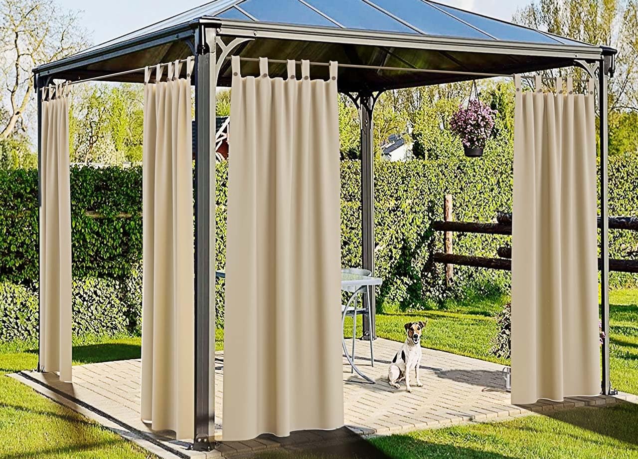 BIANCHERIAWEB Tenda Gazebo 160x270 per Esterno Passanti con Bottoni Tinta Unita Ideale per Giardino Terrazzo Springfield Colore Panna