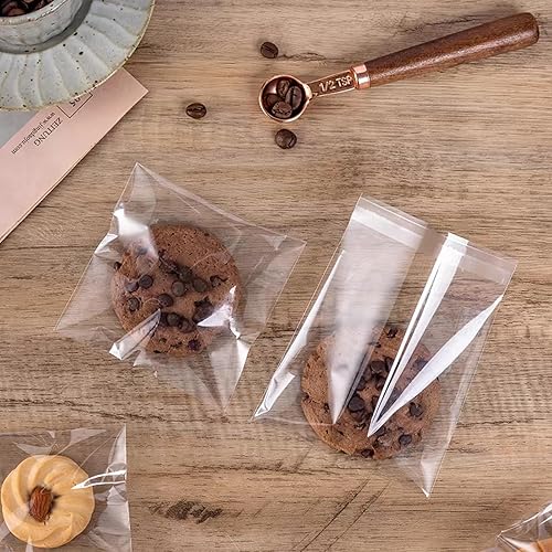 Miniatura 3 de SUREHOME Bolsas para galletas con sello de 4 x 4 pulgadas, bolsas de celofán autoadhesivas transparentes, 100 unidades, pequeñas bolsas sellables