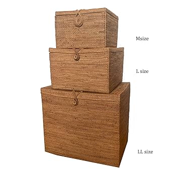 アタ製　ボックス型バスケット　化粧箱 アタ製のオシャレな収納かご♪スクエアバスケット (メイク