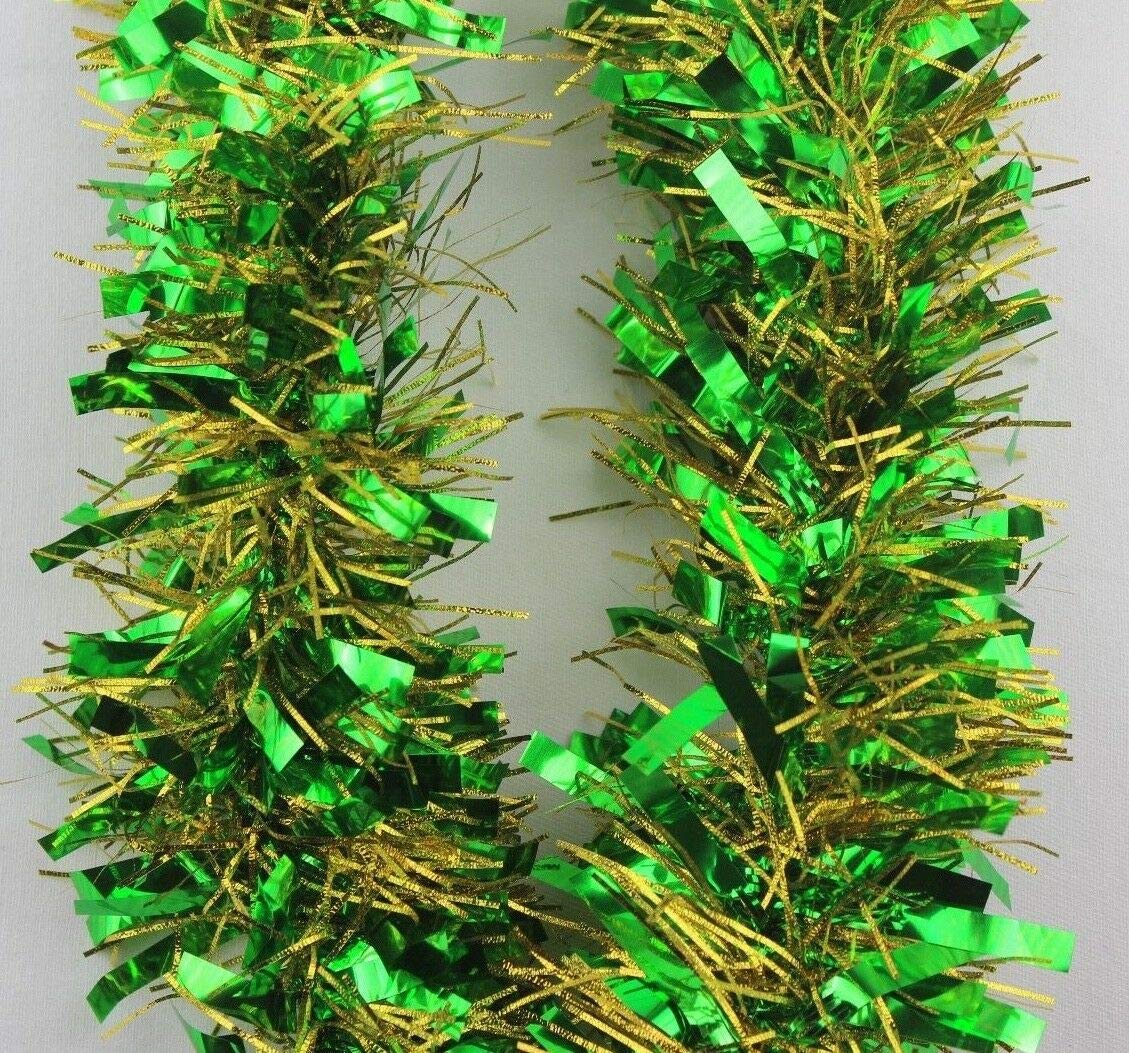 EliteKoopers 2M Green & Gold Chunky Shiny Glitter Christmas Tree Garland for Birthday Party Wedding Decoration (5 Pcs)