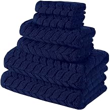 BAGNO MILANO Certified Organic Turkish Cotton Bath Towels, Luxury Jacquard Absorbent, Ultra Soft-Plush Organic Towel Set Aqua Green, Towel Set of 6