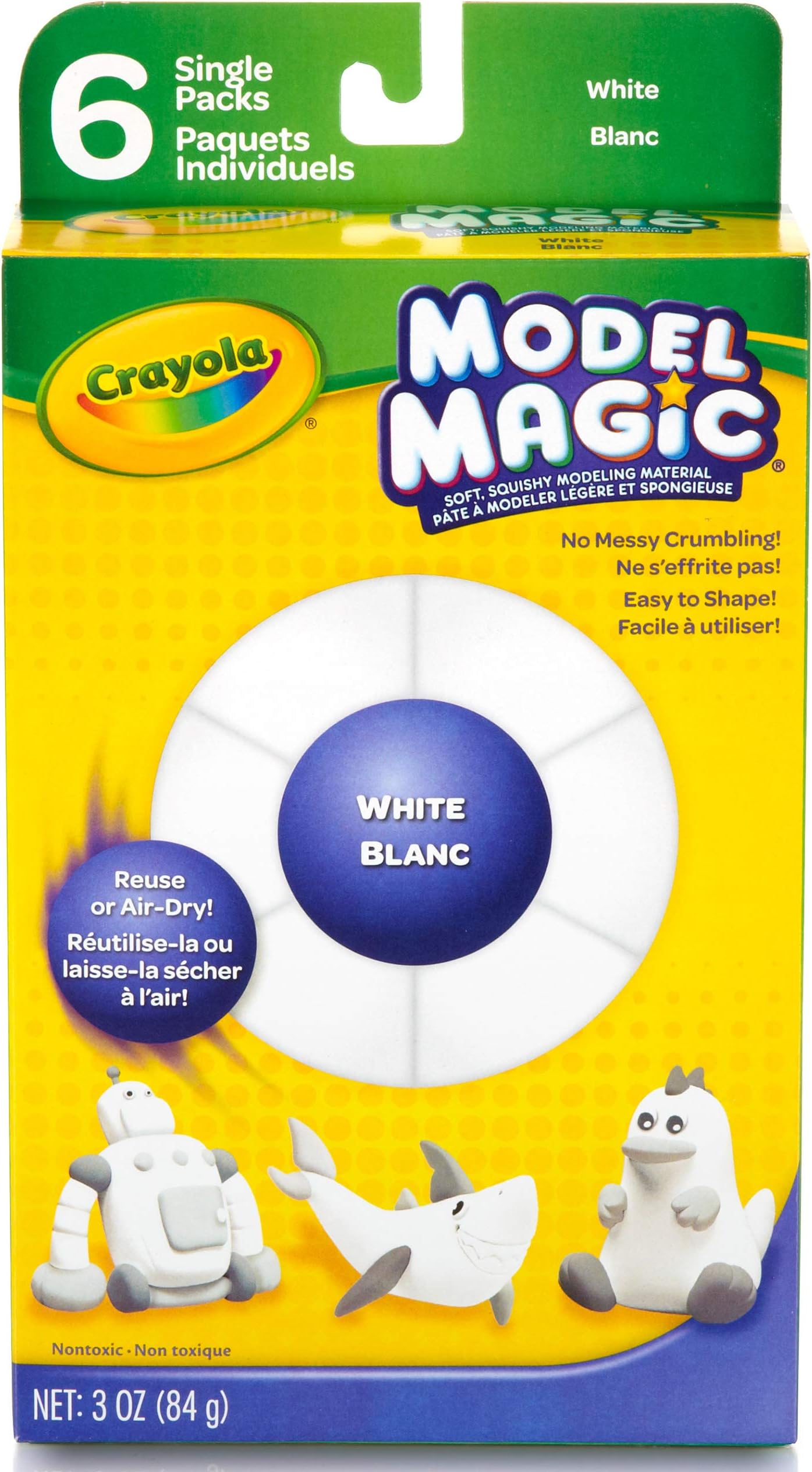 Crayola Model Magic Single Packs, White, .5oz Single Packs (6 Count Box), Crafts For Kids 4 & Up