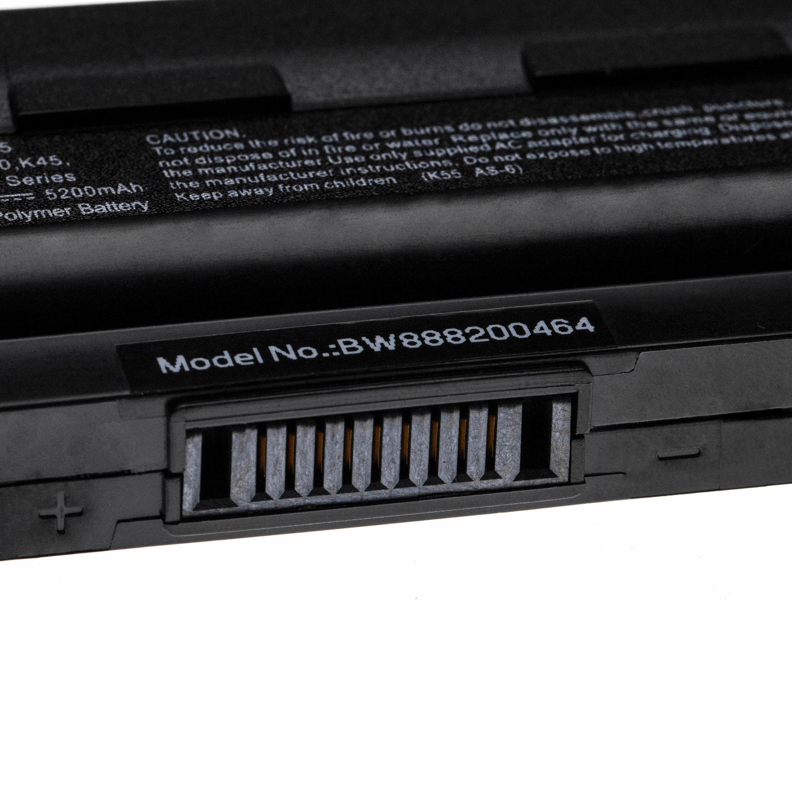 Batteria Compatibile Per Asus A55D, A55V, K55A: Vhbw 5200mAh 10.8V Li-Poly (sostituisce A32-K55)