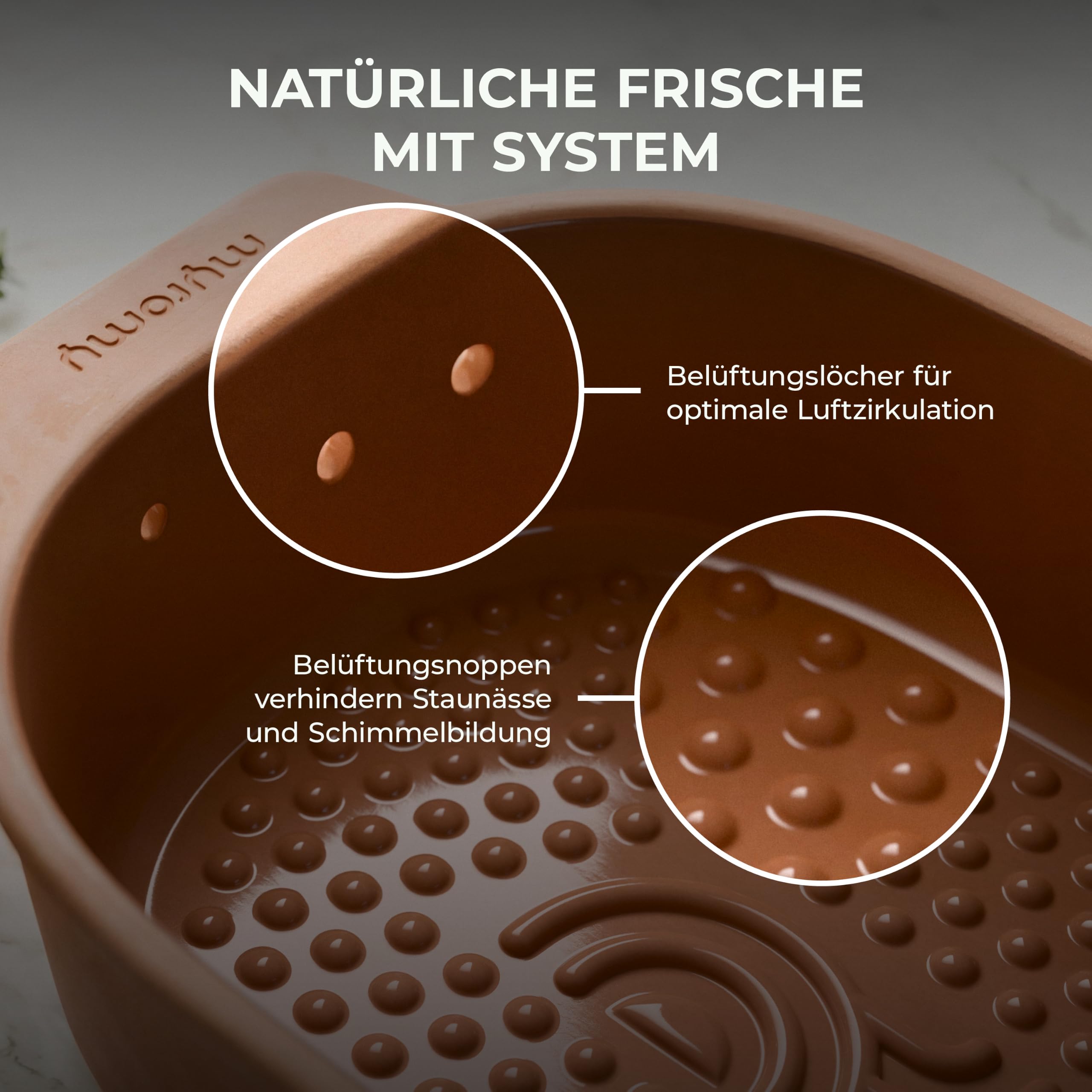 myromy® Brot-Frische-Topf 3,5 L Medium Keramik – Brottopf | Atmungsaktive Keramik hält Brot natürlich frisch – plastikfrei, stilvoll auf der Anrichte – Design für jeden Tag