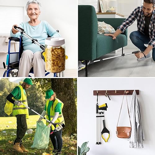 Miniatura 7 de Herramienta de agarre extra larga de 43 pulgadas, agarradores para ancianos, herramienta de alcance con cuerda ajustable, herramienta de recogida de