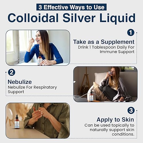 Miniatura 3 de Earthborn - Líquido de plata coloidal (2 onzas) 100 PPM y agua de plata monatómica 99.999% pura, suplemento coloidal de plata natural para apoyo