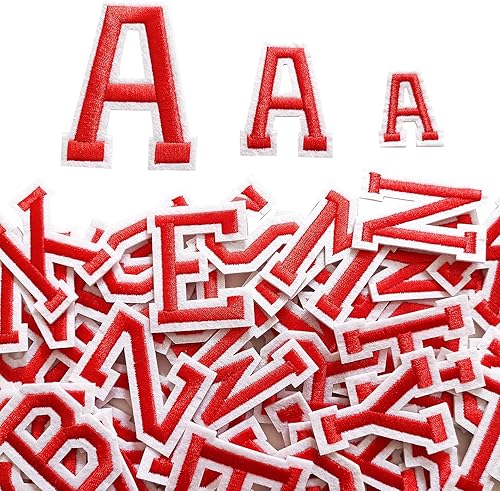 Miniatura 20 de Parches de letras para planchar de 1.3 pulgadas, 78 piezas, parches bordados del alfabeto A-Z para ropa, chaquetas, sombreros, mochilas, jeans