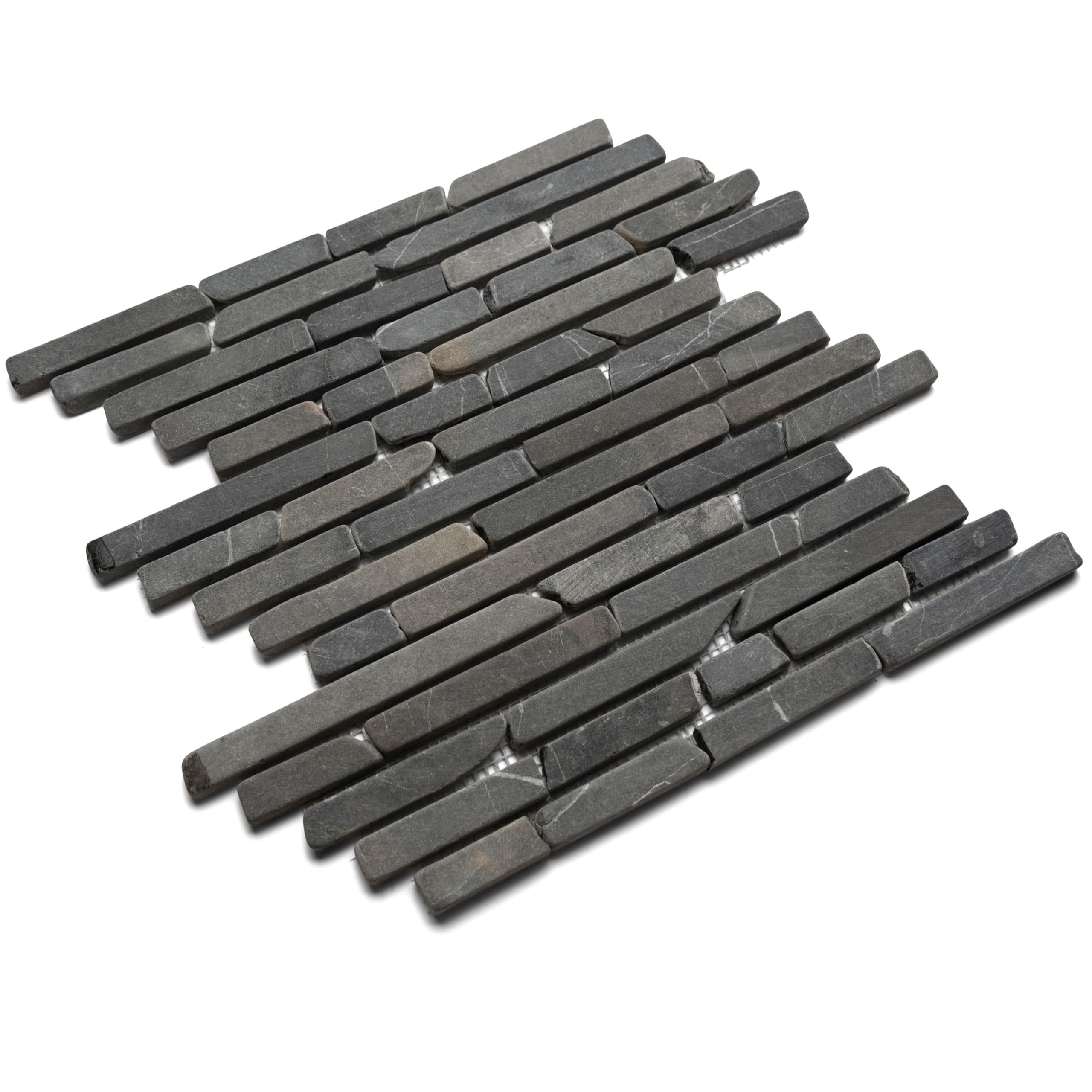 CNK Shops Grey Pencil Stone Mosaic Tile - 12” x 12” Inch