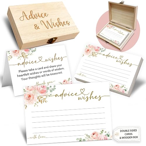 Advice and Wishes Cards Box, 50 Pcs Birthday Wedding Baby
