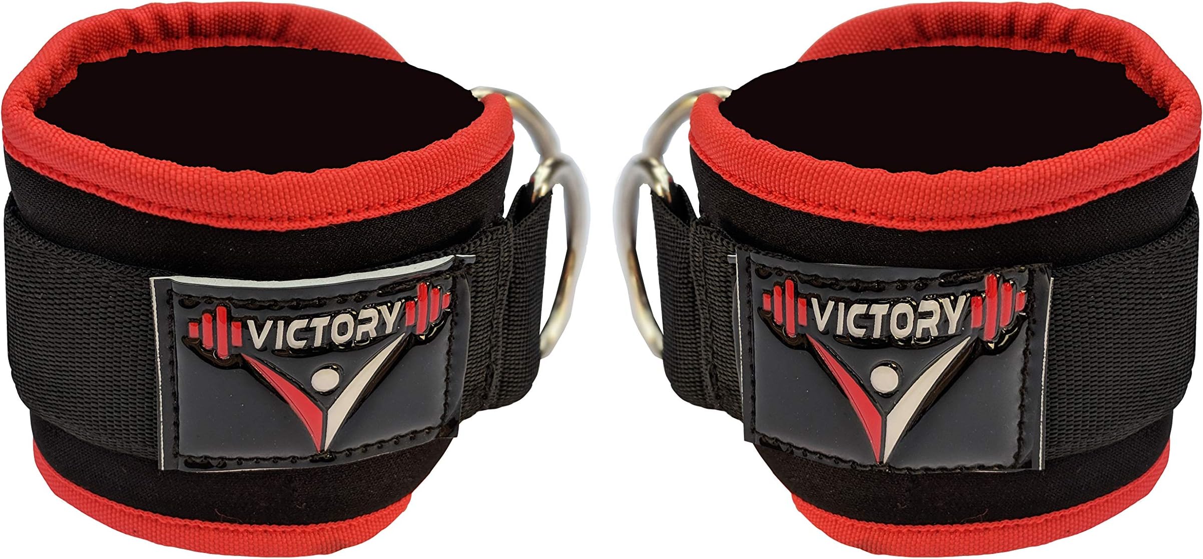 VICTORY Unisex Nylon Ankle Straps for Cable Machine, Kickbacks, Glute Workouts, Leg Extensions, Curls & Hip Abductors, Gym, Legs, Butt, Exercises - Black