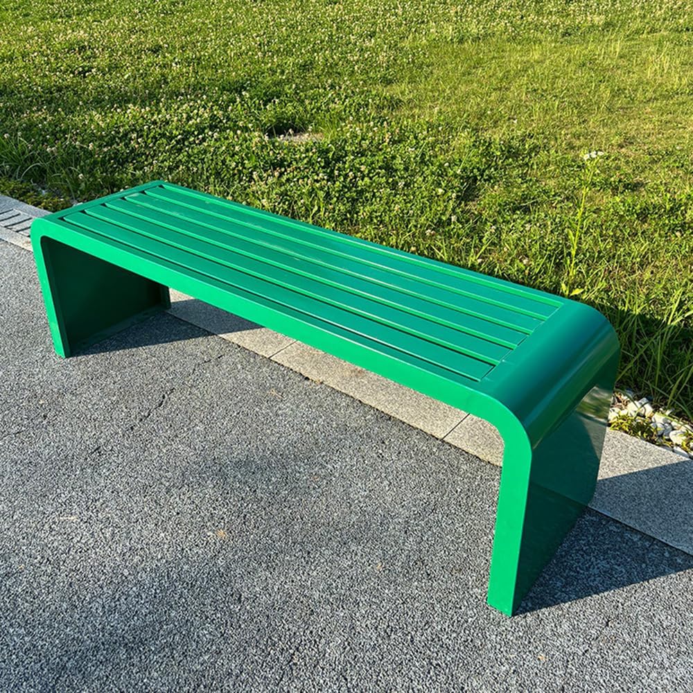 LITFAD Outdoor Indoor Bench Art Deco Alloy Picnic Bench Modern Multicolor Park Bench Waterproof Metal Garden Bench for Patio, Lawn, Yard, Porch, Red, 71" L x 16" W x 18" H