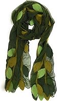 EllaSussman Women's Handmade Merino Wool & Recycled Silk Garden Leaf Long Art Scarf 72x10 Luxuriously Soft