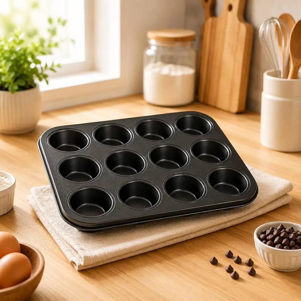 Forma para Cupcake e Muffin - Assadeira com 12 Cavidades Antiaderente, Ideal para Mini Bolo e Air Fryer