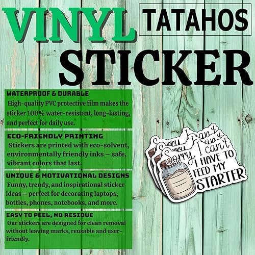 Miniatura 4 de (3 unidades) Calcomanías de texto en inglés «Sorry I Can't I Have to Feed My Starter Stickers Funny Sarcastic Quote Humor», regalos inspiradores
