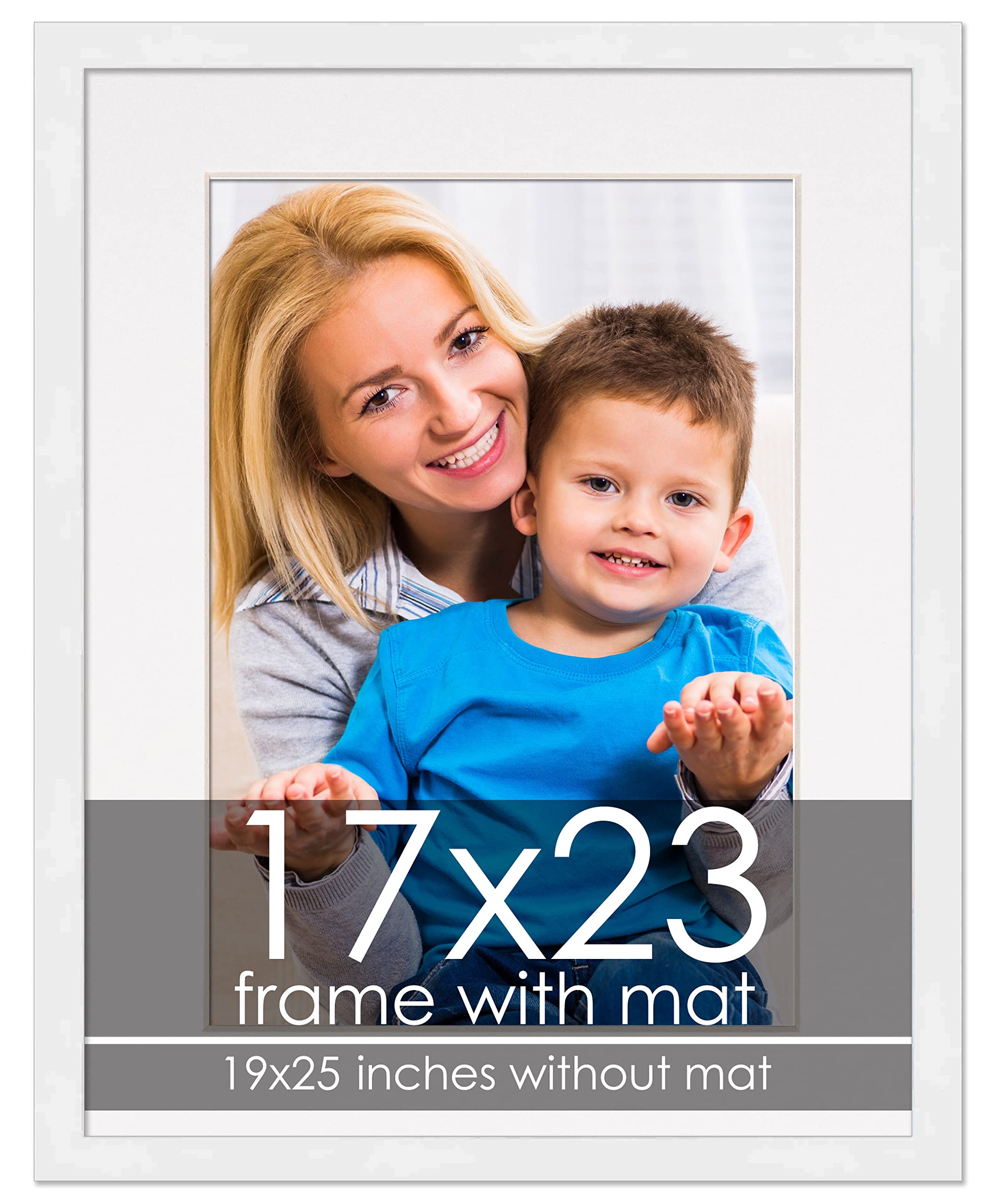 Amazon.com - 17x23 Frame with Mat - White 19x25 Frame Wood Made to