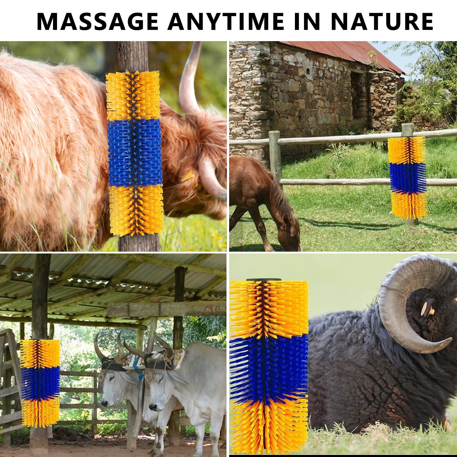 2 cepillos rascadores para animales de granja, cepillo de masaje completo para aliviar la irritación de la espalda y para la limpieza, cepillos de cuidado y rascado respetuosos con la piel para