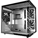 MATX PC Case,270° Panoramic Tempered Glass Panel Gaming PC Case,3 Fans Pre-Installed Micro-ATX Computer Case,USB 3.0,Black(V3)