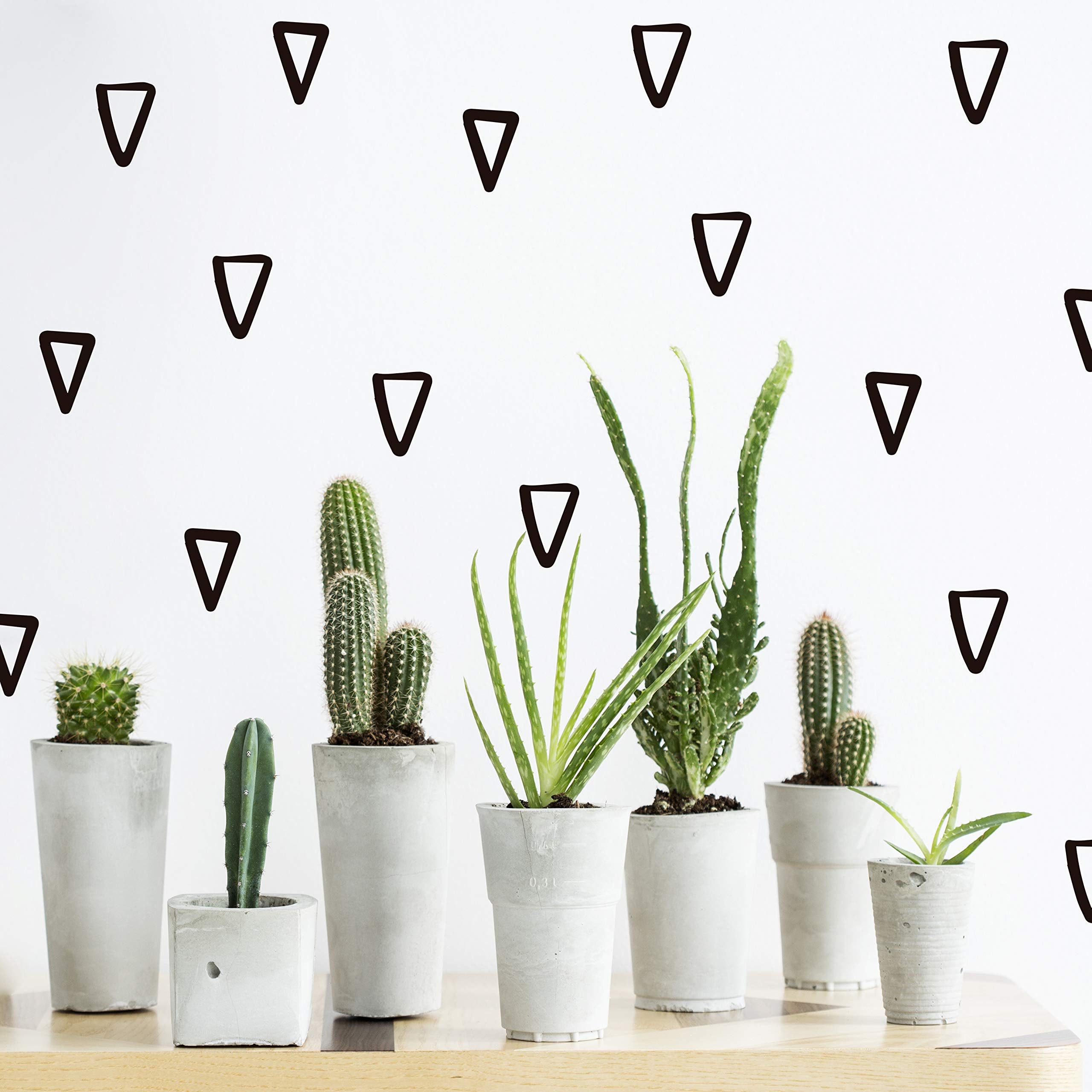 The Boho DesignVieli Arte Black Transparent Triangles Hand Drawn. Wall Vinyl Sticker Decal Decor Nursery 60 pcs. Adhesive Tribal Triangle for Kids Baby Bedroom Decoration. (Black)