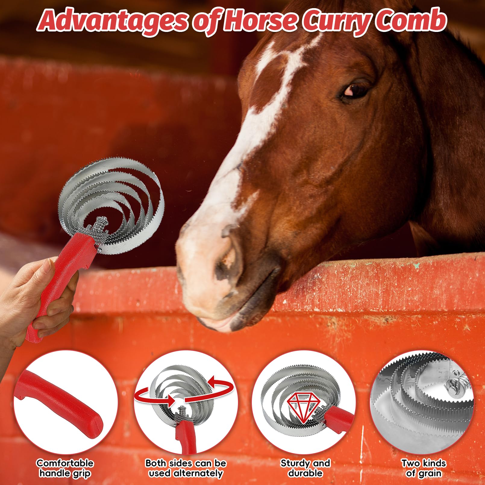 Kathson Stainless Steel Curry Comb - Horse Grooming -4