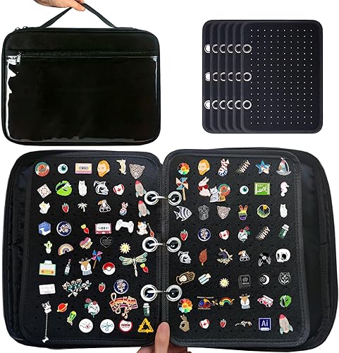 Mi Ya Mi Lai 6 Pages Pin Books For Collectors, Enamel Pin Display Pages Pin Carrying Case, Travel Brooch Pins Display Bag(Not Include any Accessories)