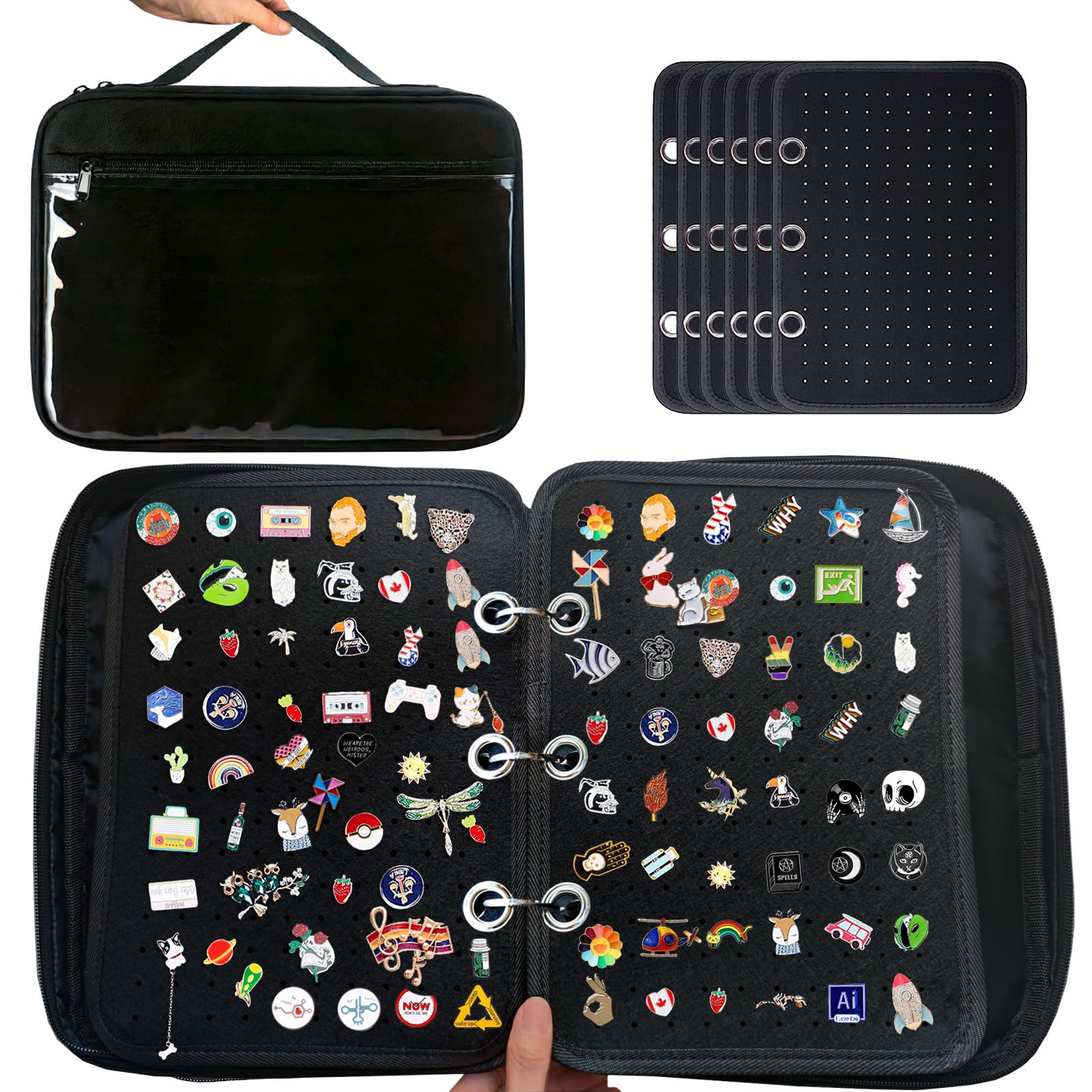 Generic Pin Boeken voor verzamelaars - Vilt Pin Case Houder Display Opslag Organizer, Reversspeld Display Case met 6 Pagina's, Emaille Pin Board Pin
